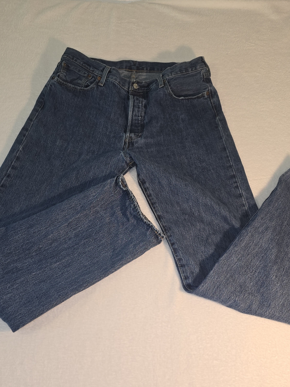 Levi's 501 Button Fly Men's Jeans W36 L36 Medium Wash Big E Leather Patch
